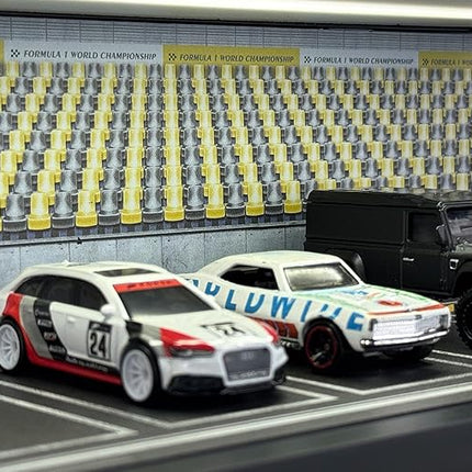 1/64 Model Car Display Case - Compatible with Hot Wheels Matchbox Mini GT Diecast Cars,Acrylic Box for Toy Cars Display Décor and Storage,Stackable Garage Diorama with LED Lights(1T-Grandstan)