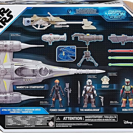 STAR WARS Mission Fleet Mando's N-1 Starfighter, 2.5-Inch Scale Mandalorian Action Figure Set, Toys for 4 Year Old Boys & Girls (Amazon Exclusive)