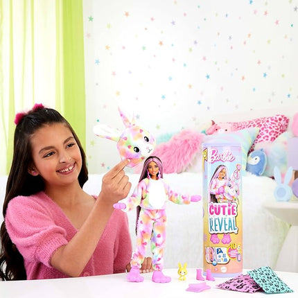 Barbie Cutie Reveal Doll & Accessories, Color Dream Series, Tie-Dyed Bunny Costume & 10 Surprises Including Color Change