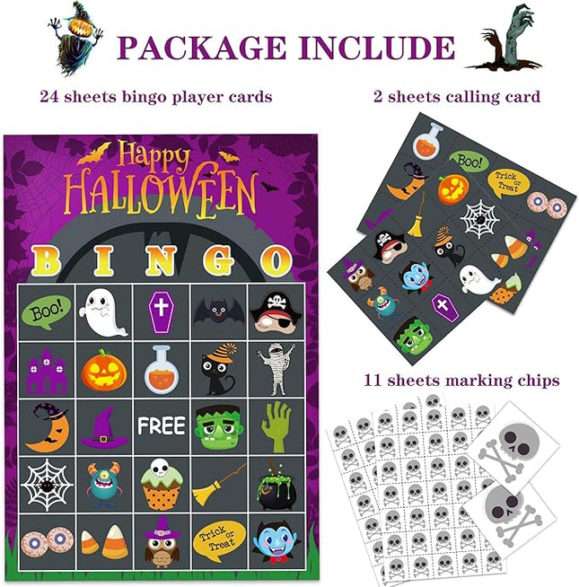 Joy Bang Halloween Games for Kids - Halloween Bingo Halloween Party Favors Supplies Halloween Crafts for Kids 24 Players Party Activities Goody Bag Stuffers Toys Gifts