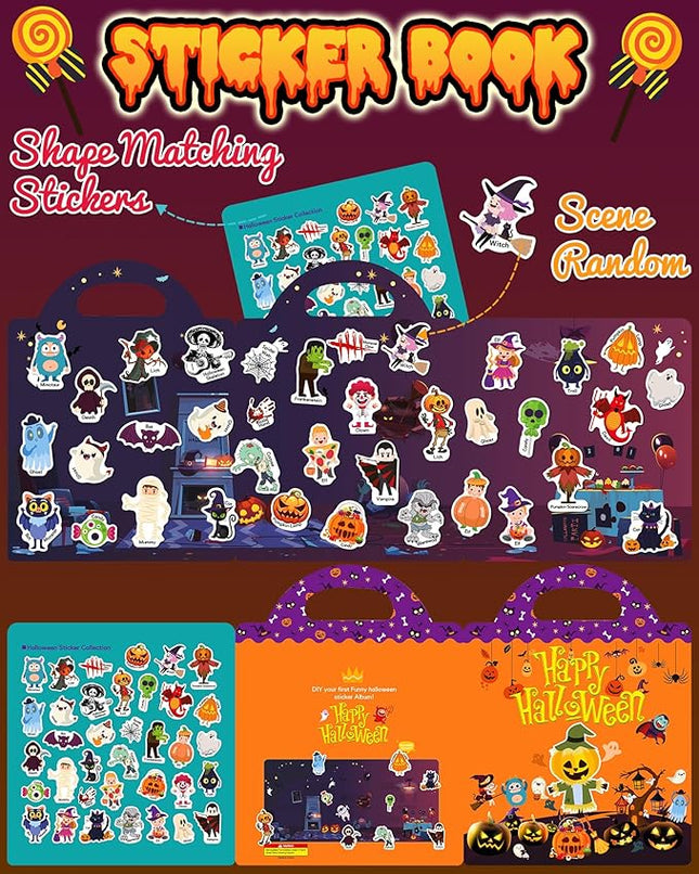 Benresive Reusable Sticker Books for Kids 2-4, Sticker Books for Toddlers 1-3 2-4, Toddler Travel Toys Activities Crafts Gifts - Halloween