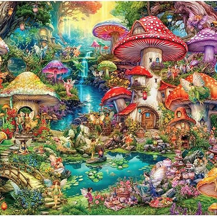 Buffalo Games - Aimee Stewart - Merry Mushroom Village Picnic - 1000 Piece Jigsaw Puzzle for Adults -Challenging Puzzle Perfect for Game Nights - Finished Size is 26.75 x 19.75