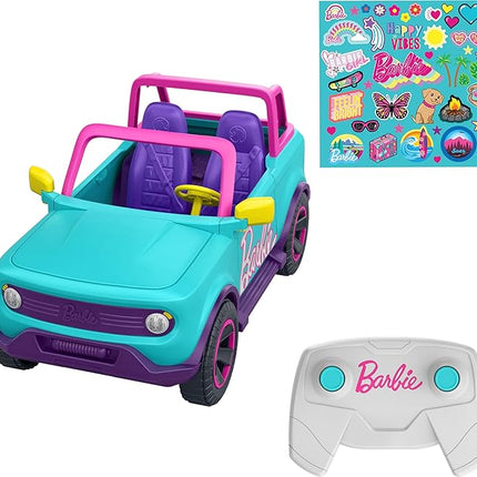 Barbie Hot Wheels RC SUV, Remote-Control Pink Vehicle That Fits 2 Fashion Dolls & Accessories, Includes Kid-Applied Stickers for Customization