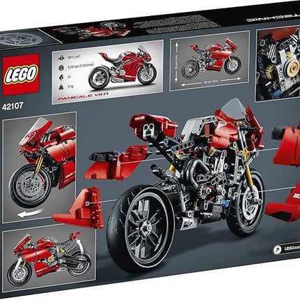 LEGO Technic Ducati Panigale V4 R Motorcycle 42107 Building Set - Collectible Superbike Display Model Kit with Gearbox and Working Suspension, Fun for Adults, and Motorcycle Enthusiasts