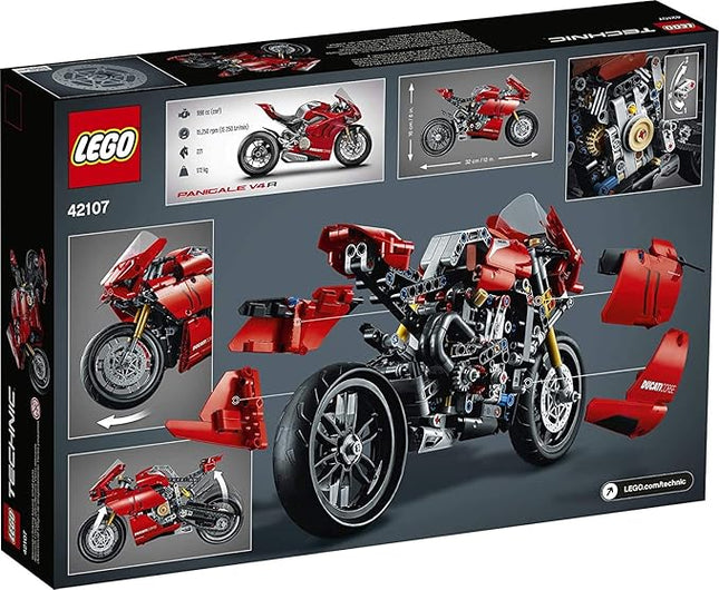 LEGO Technic Ducati Panigale V4 R Motorcycle 42107 Building Set - Collectible Superbike Display Model Kit with Gearbox and Working Suspension, Fun for Adults, and Motorcycle Enthusiasts