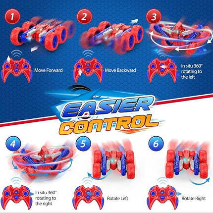 Remote Control Car Toys: Double Sided RC Cars Outdoor Toy for 4 5 6 7 8 9 10 Year Old Boys Girls Ages 5-7 Christmas Birthday Gifts Stocking Stuffers for Grandkids Rechargeable Upright Stunt Car