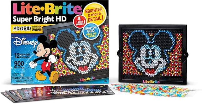 Lite Brite Super Bright HD, Disney Edition - Creative Retro Light-Up Screen – Educational Play for Children, Enhances Creativity, Gift for Boys and Girls Ages 6+