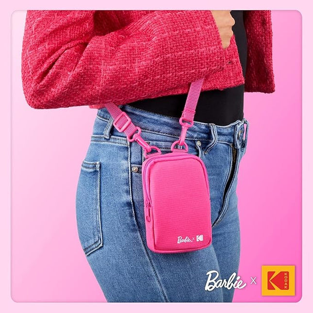Kodak x Barbie Soft Case with Zipper Closure and Crossbody Shoulder Bag (Pink) Compatible with Printomatic Camera or Step Slim Photo Printer