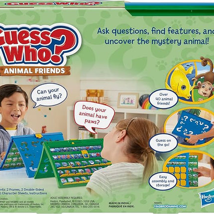 Hasbro Gaming Guess Who? Animal Friends Game | 2 Double-Sided Animal Sheets | 2-Player Board Games for Kids | Back to School Gifts | Ages 6+ (Amazon Exclusive)