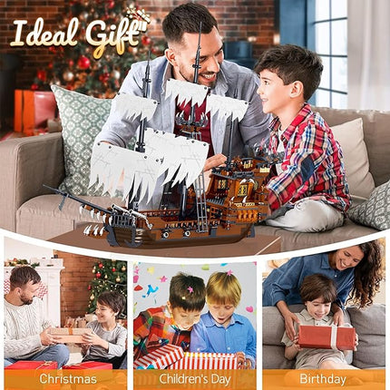 Toy Building Block Set, Pirate Ship Regular Size Brick Model Kit, Creative Ship Building Construction, Christmas Birthday Gift for Adult Teens Children Kids Boys Girls 8+ 1182pcs