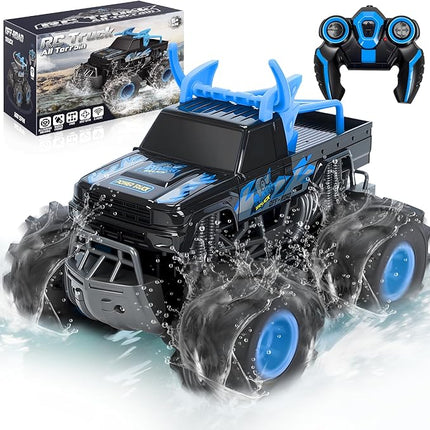 BainGesk Waterproof Remote Control Monster Truck Toys, 1:16 RC Car, 2.4GHz 4WD All Terrain Car Toys with 2 Rechargeable Batteries, Off-Road Truck Gifts for 6, 7, 8, 9, 10, 11, 12 Year Old Boys