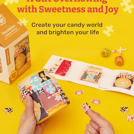 Chupa Chups X PieceRelax 3D Puzzle Jar 96 Plastic Pieces for Adults - Timeless Memories - Retro Fun M Use Includes Divider as Pen and Utensils Holder with Wooden Lid for Kitchen Dining Study [BB1044]