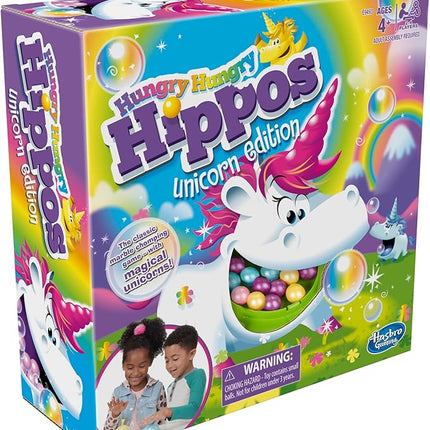 Hasbro Gaming Hungry Hippos Unicorn Edition Pre-School Board Game for Kids Ages 4 and Up; 2-4 Players (Amazon Exclusive)