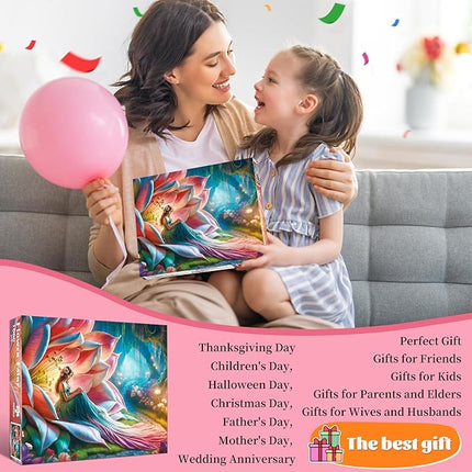 Flower Fairy Jigsaw Puzzle, Mythology Jigsaw Puzzles, Fairy Tale Forest Princess Challenging Puzzles for Adults 1000 Pieces, Home Decoration Puzzle, Interlock Perfectly No Dust