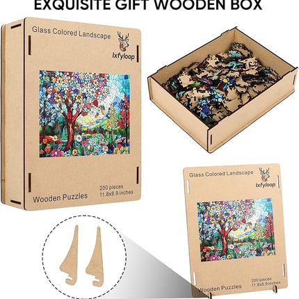 Wooden Puzzles for Adults 500 Pieces, Stained Glass Tree of Life Jigsaw Puzzles, Adults Puzzles, Birthday Gifts for Puzzle Lover, Family Brain Game 14.2x18.9 inch