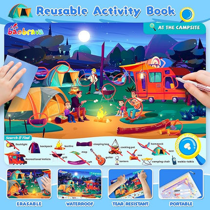 Baobrava Search and Find Game Books - Preschool Learning Activities for Kids Age 3-8, Travel Games for or Road Trip Car Airplane, Educational Seek Activity Birthday Gifts for Boys and Girls