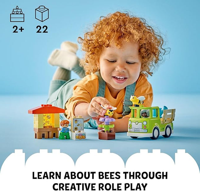 LEGO DUPLO Town Caring for Bees & Beehives Preschool Kids’ Learning Toy, 2 Figures and a Drivable Truck, STEM Toy, Build-and-Rebuild Educational Set for Toddlers Ages 2 Years Old and Up, 10419