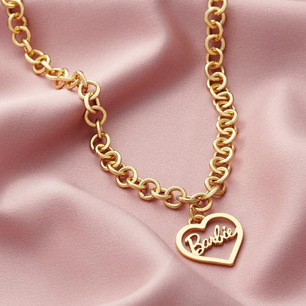 Barbie Round Link Heart Necklace - Gold