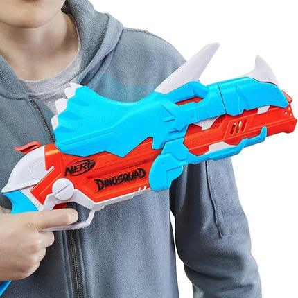 Nerf DinoSquad Tricera-Blast Dart Blaster, 12 Nerf Elite Darts, Kids Outdoor Toys, Dinosaur Toys for 8 Year Old Boys and Girls and Up, Triceratops Design