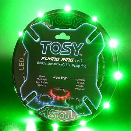 TOSY Flying Ring - 16 Million Color RGB or 12 LEDs, Super Bright, Lost Mode, Auto Light Up, Camping Essentials for Kids/Teens/Boy/Girl, Safe & Soft, Waterproof, Pool/Beach Games, Lightweight Toy