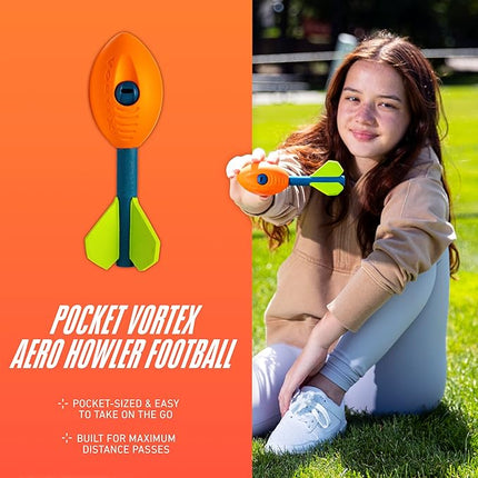 NERF Vortex Mini Aero Howler Foam Football - NERF Soft Mini Vortex Football for Long-Distance Throws - Perfect for Pool + Beach Ball - Kids Aero Howler Whistle Foam Ball