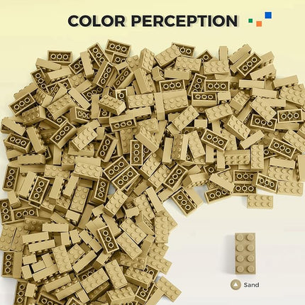 500 Piece Classic Building Bricks and 1 Gray Baseplate, 2x4 Bricks Bulk Creative Building Toys, Blocks Bulk for Kids Ages 6+, Sand(Samll Bricks, 1.25x0.62x0.47 in)