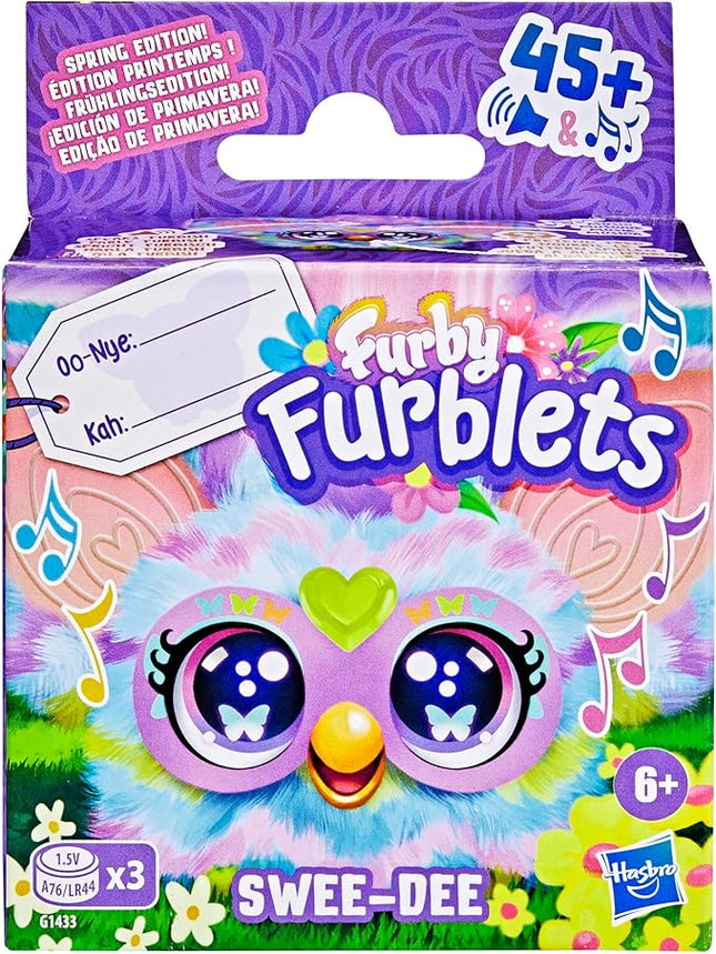 FURBY Furblets Swee-Dee Spring Mini Friend, Easter Chick Themed, Electronic Plush Toys for Girls & Boys, Multicolor, Speaks Furbish & Plays Music, Back to School Gifts, Ages 6+
