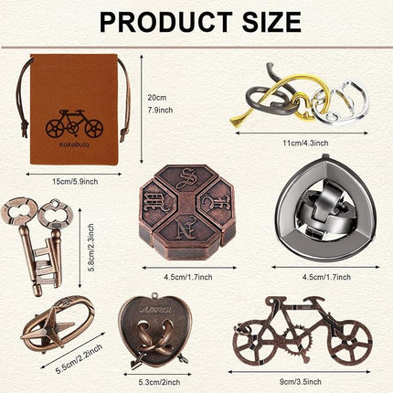 9 PCS Metal Brain Teaser Puzzles Logic Metal Puzzle for Adult Toy Lock Puzzles Gift for AdultsTeenagers (9 PCS Edition B)