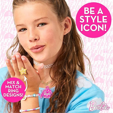 Barbie Sparkling Bling Jewelry Making Kit, Storage Case, Ring Making Kit, Charm Bracelet Making Kit for Girls, Arts & Crafts Toy for Girls Ages 6+