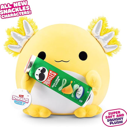Snackles Series 2 16-inch by ZURU Cuddly Squishy Comfort 16-inch Plush with Licensed Snack Brand Accessory (Axolotl&Pringles Sour Cream and Onion)