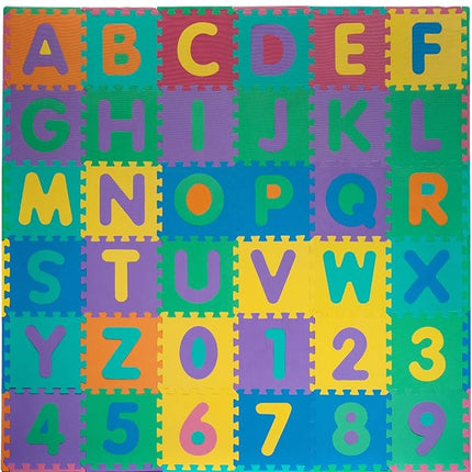 Kids' 96-Piece Foam Floor Alphabet and Numbers Puzzle Play Mat for Babies and Toddlers - Interlocking Tile Game by Trademark Games (Multicolored)