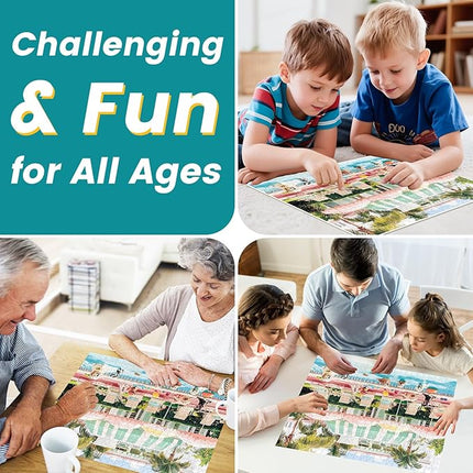 Jigsaw Puzzles 500 Pieces for Adults Puppy Swimming Pool Challenging Jigsaw Puzzle Animal Puzzles Difficult Puzzle Great Gift for Boys and Girls Family Fun Jigsaw Puzzle Game Toy 20.5x15inch