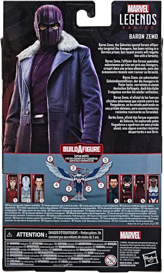 Avengers Hasbro Marvel Legends Series 6-inch Action Figure Toy Baron Zemo, Premium Design and 5 Accessories, for Kids Age 4 and Up , Blue