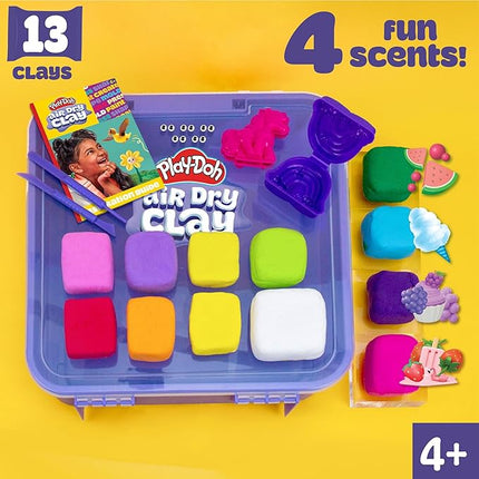 Play-Doh Air Dry Clay Case, Scented Variety Pack, 13 Air-Dry Clays, Fun Molds, Wiggly Eyes, and Sculpting Tool, Arts and Crafts Supplies, Modeling Clay, Fun Kids Activities, Pottery