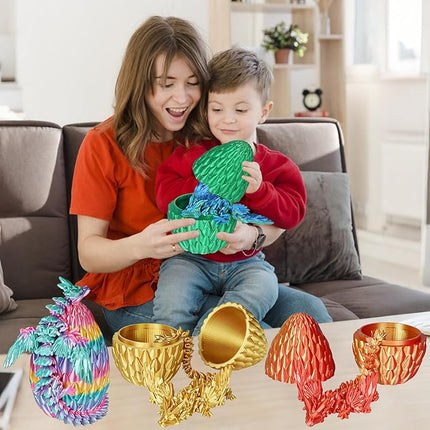 Winged Dragon Surprise Egg 3D Printed Eggs with Dragon Inside Collectible Fantasy Desk Toy Gifts for Kids Adults Christmas Easter Birthdays Holiday Decor(Orange Red,Large)