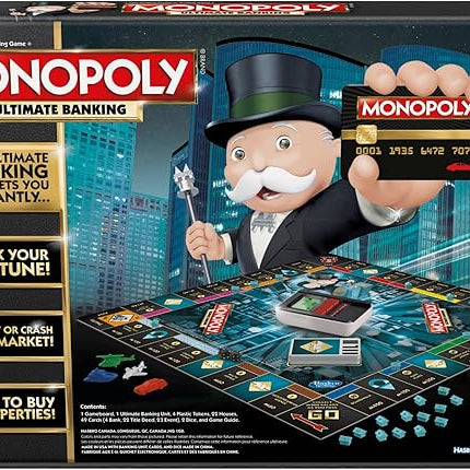 Hasbro Gaming Monopoly Ultimate Banking Edition Board Game for Families and Kids Ages 8 and Up, Electronic Banking Unit (Amazon Exclusive)