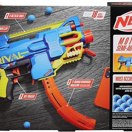 Nerf Rival Challenger MXXIV-1200 Motorized Blaster, Curved 12 Round Magazine, 18 Nerf Rival Accu-Rounds, Gifts for Teens