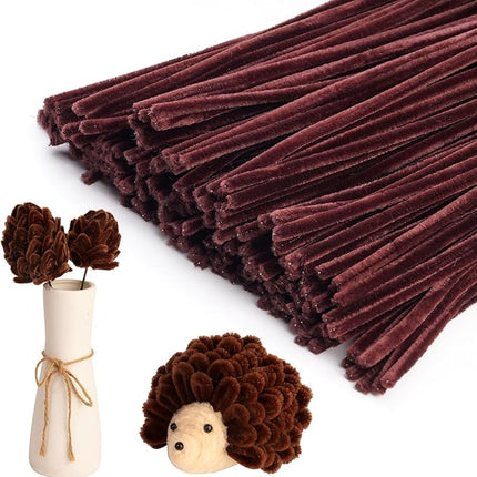 Caydo 200 Pieces Brown Pipe Cleaners Craft Chenille Stems for DIY Art Creative Crafts Party Decorations (12 Inch x 6 mm)