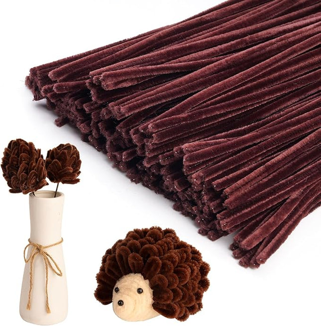 Caydo 200 Pieces Brown Pipe Cleaners Craft Chenille Stems for DIY Art Creative Crafts Party Decorations (12 Inch x 6 mm)