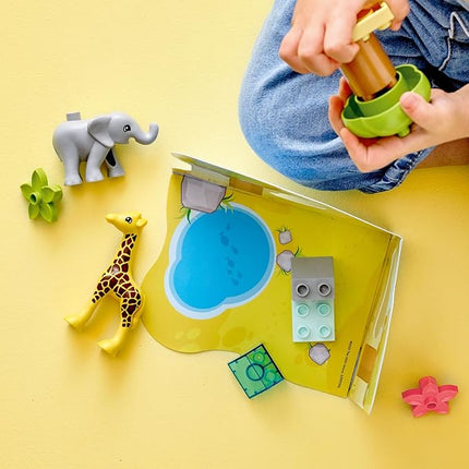 LEGO DUPLO Wild Animals of Africa 10971, Animal Toys for Toddlers, Girls & Boys Ages 2 Plus Years Old, Learning Toy with Baby Elephant & Giraffe Figures
