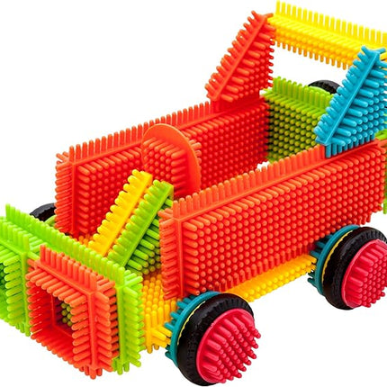 PicassoTiles PTB151 151pcs Hedgehog Lock Block STEM Building Tiles Truck Theme Set Learning Playset STEM Toy Set Educational Kit Child Brain Development Preschool Kindergarten Toy w/Animal Figures