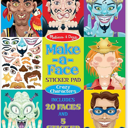 Melissa & Doug Make-a-Face Sticker Pad - Crazy Characters, 20 Faces, 5 Sticker Sheets