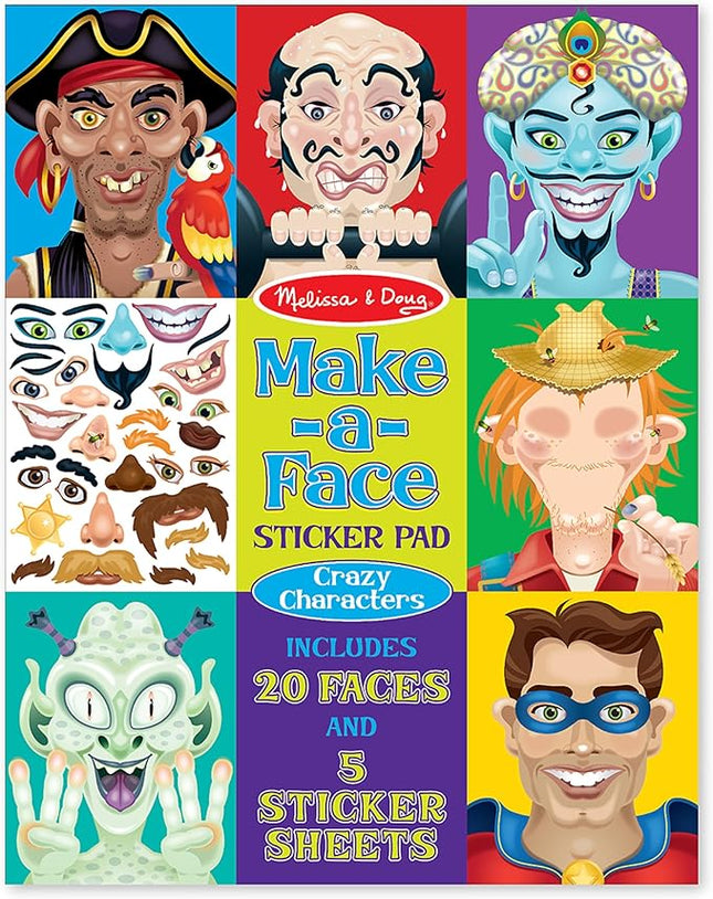 Melissa & Doug Make-a-Face Sticker Pad - Crazy Characters, 20 Faces, 5 Sticker Sheets