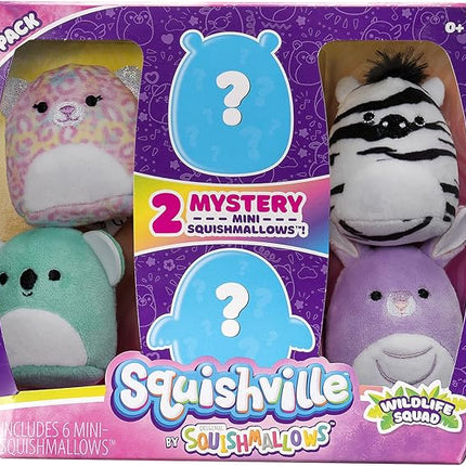 Squishville Mystery Mini-Squishmallows Plush - Wildlife Squad - Six 2-Inch Characters - Includes Michaela and Kiki Plus Four Mystery Figures - Irresistibly Soft, Colorful Plush