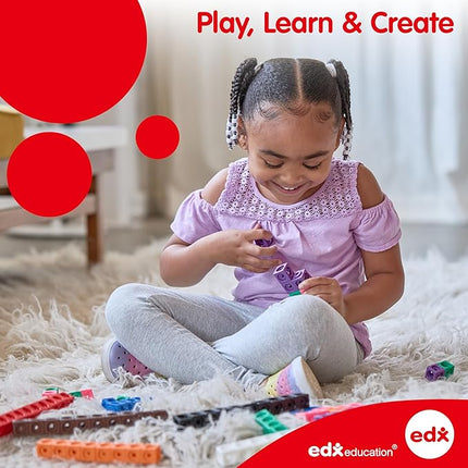 edxeducation Translucent Linking Cubes - Construction Toy for Early Math - Set of 100 - 0.8 Inch - Light Table Toy - Elementary + Preschool Learning