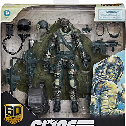 G.I. Joe Classified Series 60th Anniversary Action Pilot - Halo (High Altitude Low Opening) Jumper, 6 Inch Action Figure with Parachute & 18 Accessories