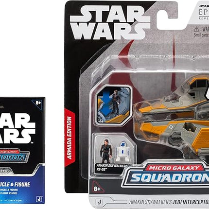 Star Wars Micro Galaxy Squadron Anakin's Jedi Interceptor (Armada Edition) Mystery Bundle - 3-Inch and 2.5-Inch Vehicles with Accessories (Amazon Exclusive)