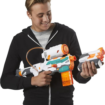 Nerf Modulus Tri-Strike Blaster, Mega Barrel, Rocket Launcher, Clip, 1 Rocket, Kids Outdoor Games (Amazon Exclusive)