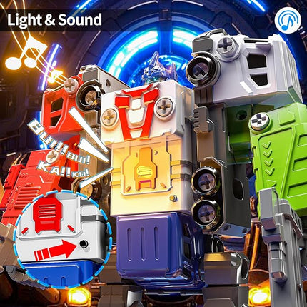 Toys for Ages 5-7, 5-in-1 Take Apart Vehicle Trucks Transform to Robot, 4 5 6 7 Year Old Boy Christmas Birthday Gift Ideas, Robot Toys with Light and Sounds for Kids 5-7