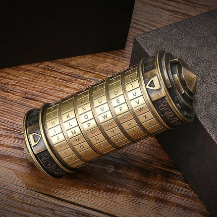 Cryptex Da Vinci Code Money Puzzle Box with Hidden Compartments Valentine's Day Gifts for Girlfriend Gifts for Men (Brass)